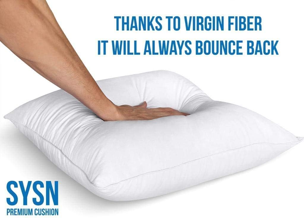 SYSN Cushion Inner Pads (Pack of 4) White Bounce Back 18x18 Cushion Inserts (45x45 cm) - Hollow Virgin Fiber Fillers For Decorative Scatters in Bed Sofa Outdoor with Stuffing - Image 13