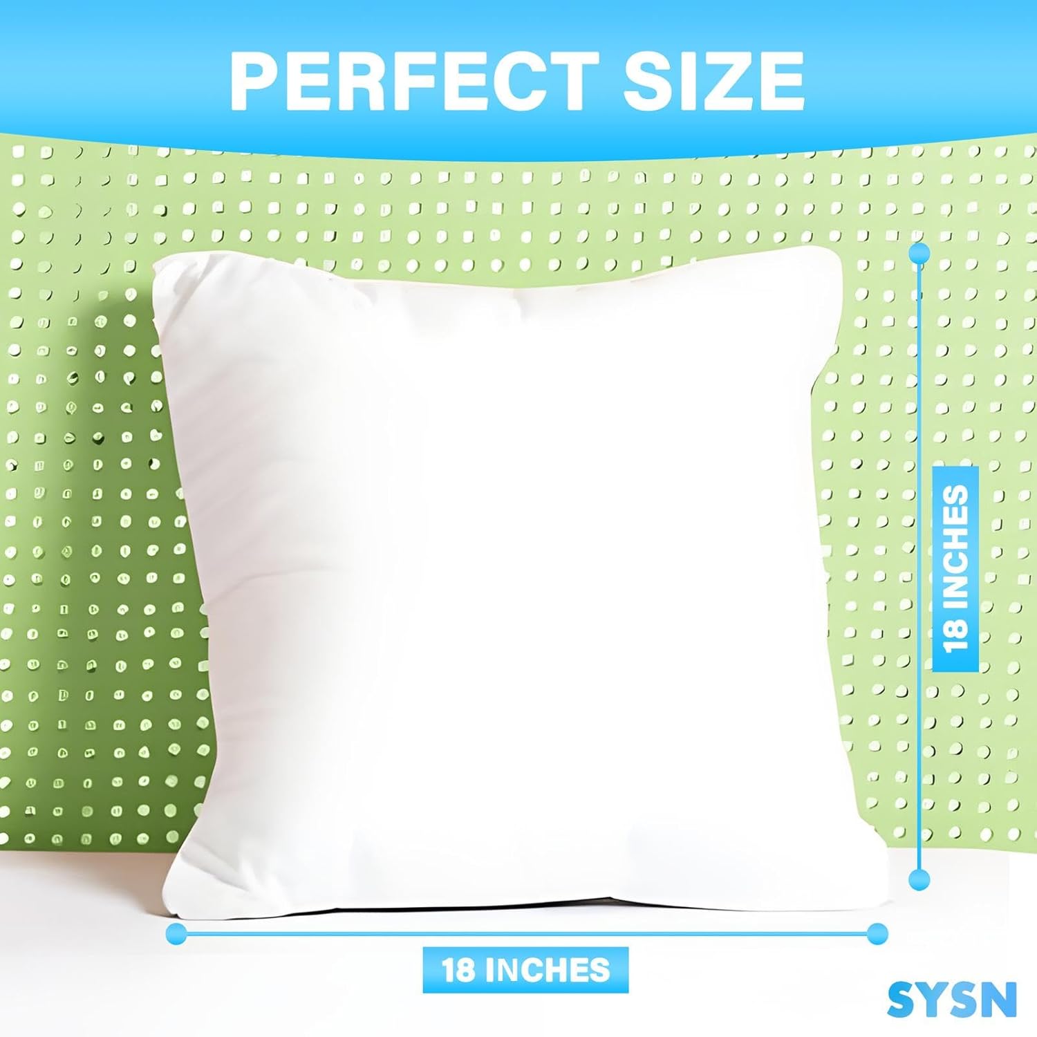 SYSN Cushion Inner Pads (Pack of 4) White Bounce Back 18x18 Cushion Inserts (45x45 cm) - Hollow Virgin Fiber Fillers For Decorative Scatters in Bed Sofa Outdoor with Stuffing - Image 14