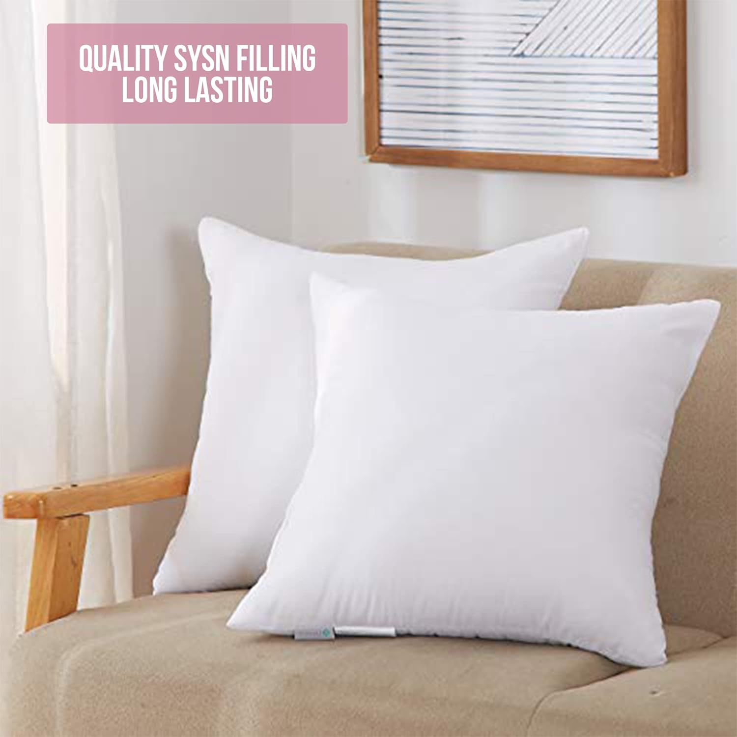 SYSN Cushion Inner Pads (Pack of 4) White Bounce Back 18x18 Cushion Inserts (45x45 cm) - Hollow Virgin Fiber Fillers For Decorative Scatters in Bed Sofa Outdoor with Stuffing - Image 8