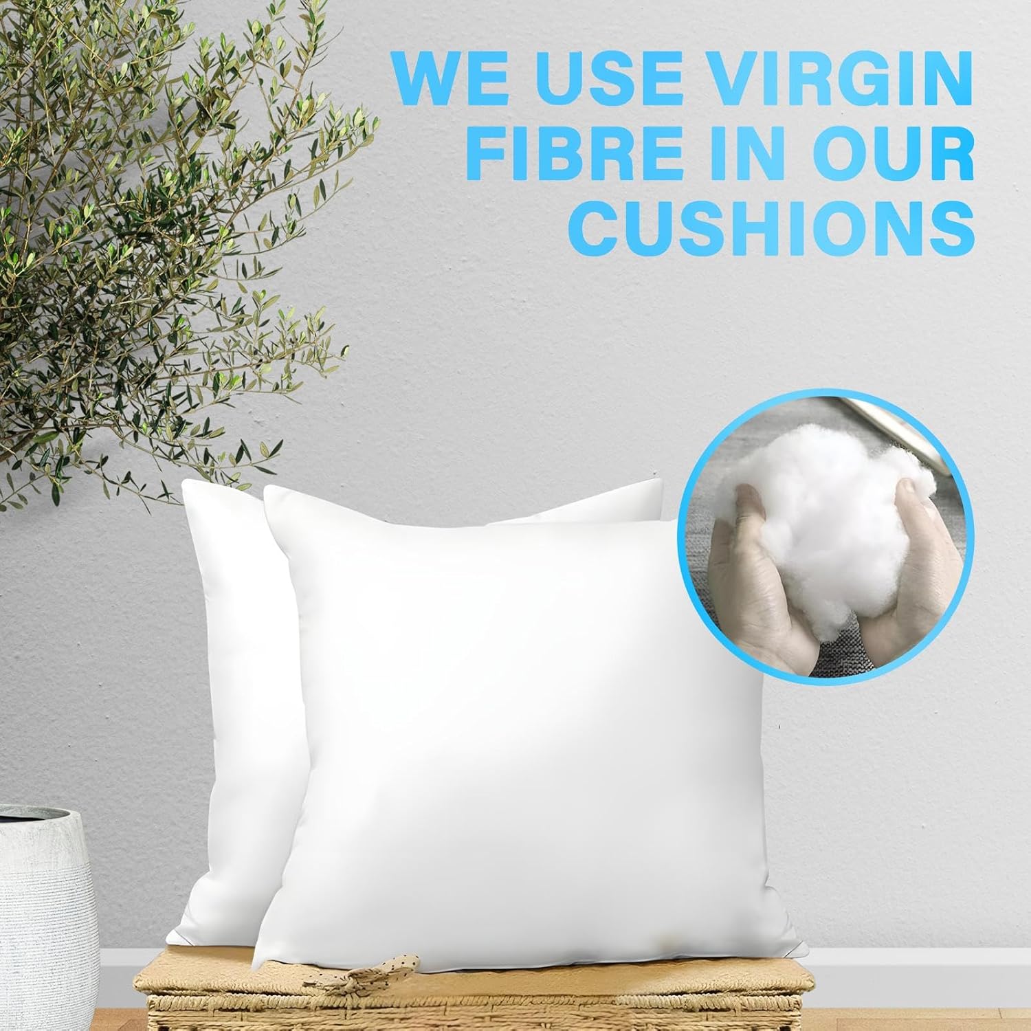 SYSN Cushion Inner Pads (Pack of 4) White Bounce Back 18x18 Cushion Inserts (45x45 cm) - Hollow Virgin Fiber Fillers For Decorative Scatters in Bed Sofa Outdoor with Stuffing - Image 18