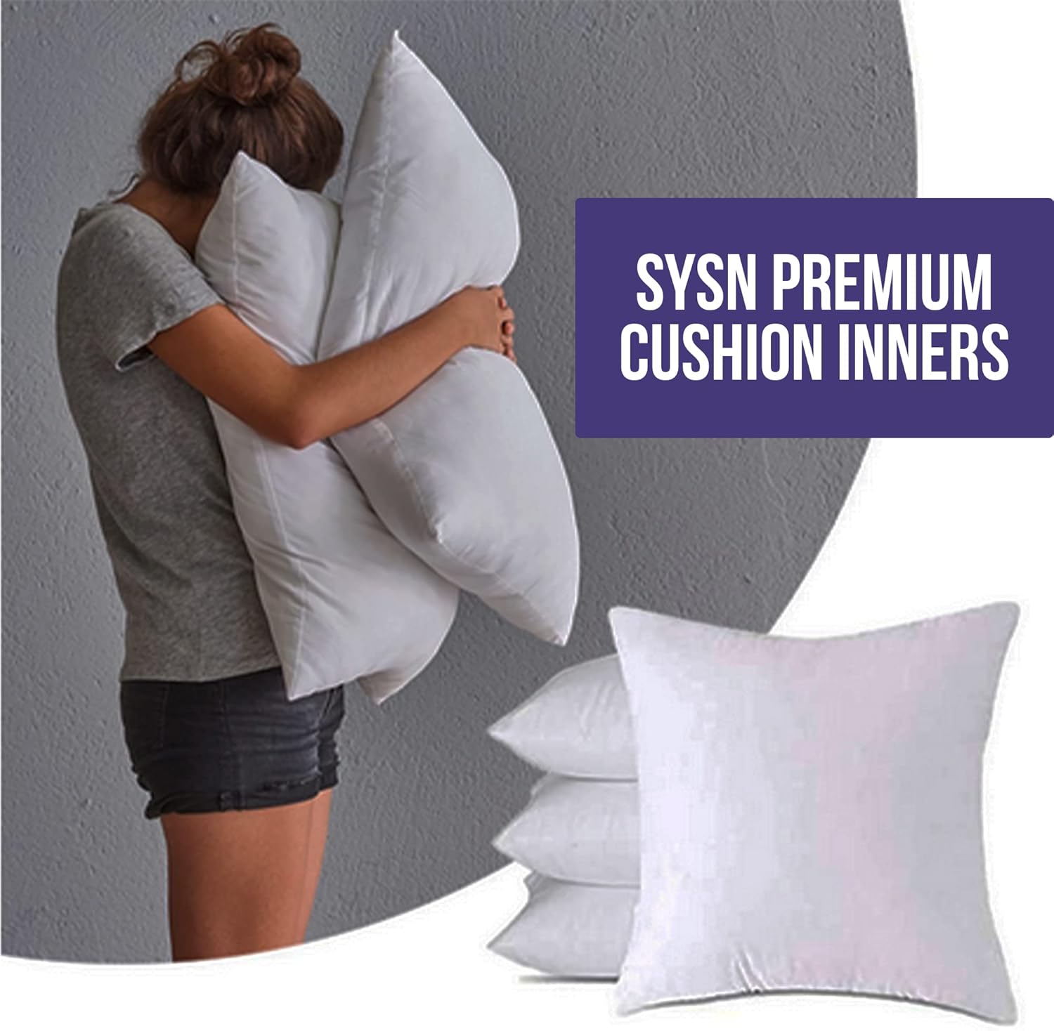 SYSN Cushion Inner Pads (Pack of 4) White Bounce Back 18x18 Cushion Inserts (45x45 cm) - Hollow Virgin Fiber Fillers For Decorative Scatters in Bed Sofa Outdoor with Stuffing - Image 7