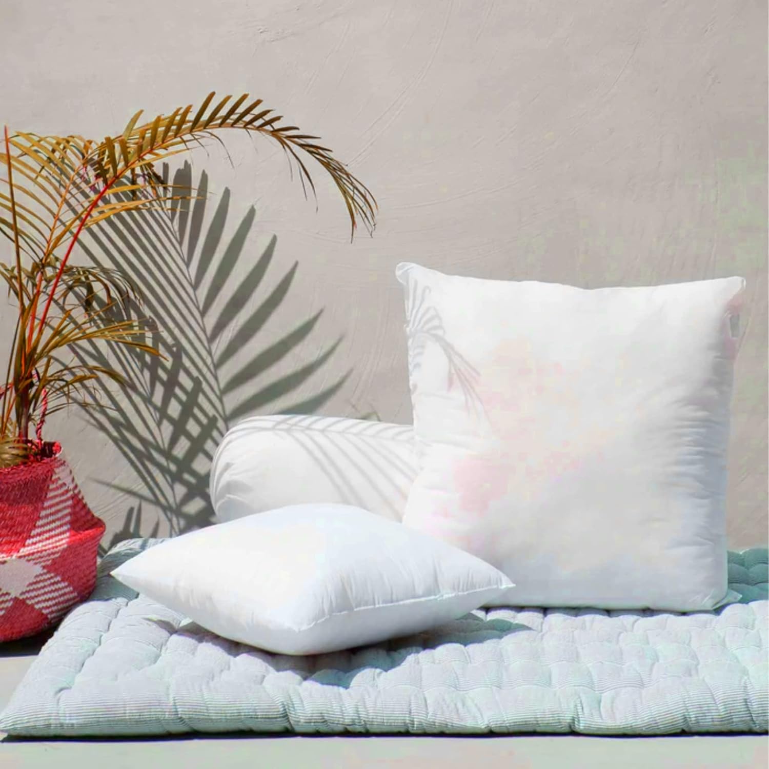 SYSN Cushion Inner Pads (Pack of 4) White Bounce Back 18x18 Cushion Inserts (45x45 cm) - Hollow Virgin Fiber Fillers For Decorative Scatters in Bed Sofa Outdoor with Stuffing