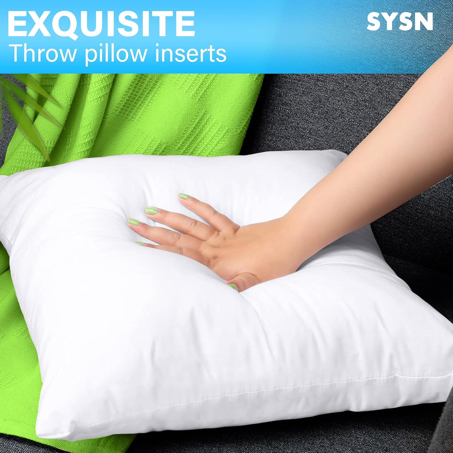 SYSN Cushion Inner Pads (Pack of 4) White Bounce Back 18x18 Cushion Inserts (45x45 cm) - Hollow Virgin Fiber Fillers For Decorative Scatters in Bed Sofa Outdoor with Stuffing - Image 19